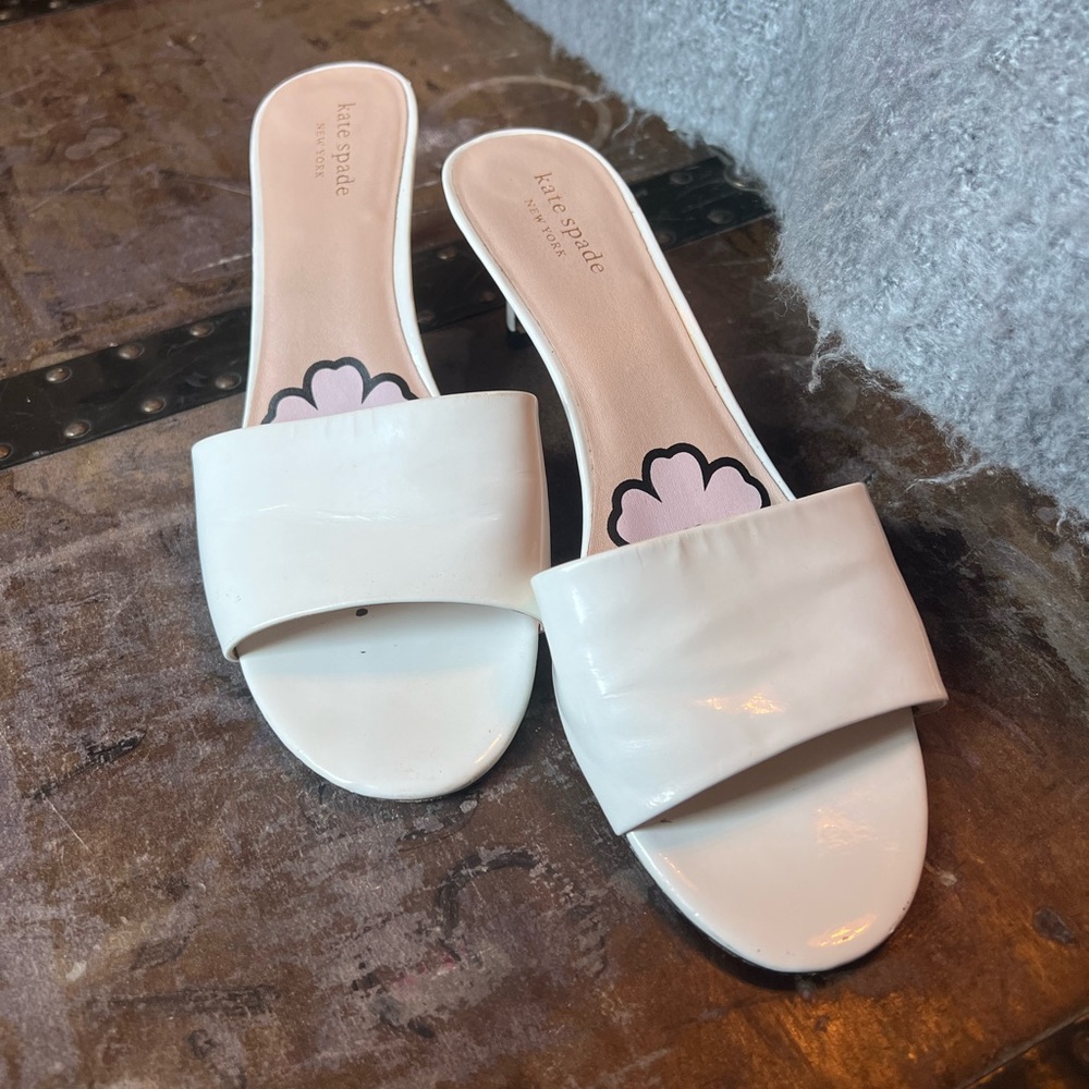 Kate Spade - White Patent Heels - Sandals - Kitten Heels